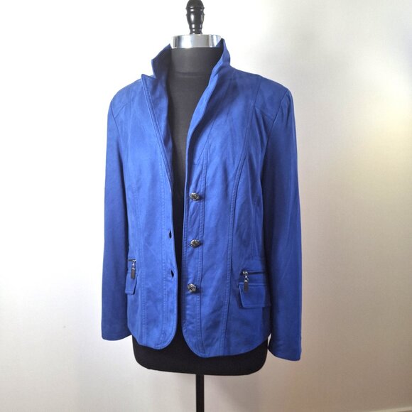 Vintage Conrad C Proportion Petite Sz 12 (LG) Suede Blazer Jacket Buttoned Lined - Picture 3 of 16